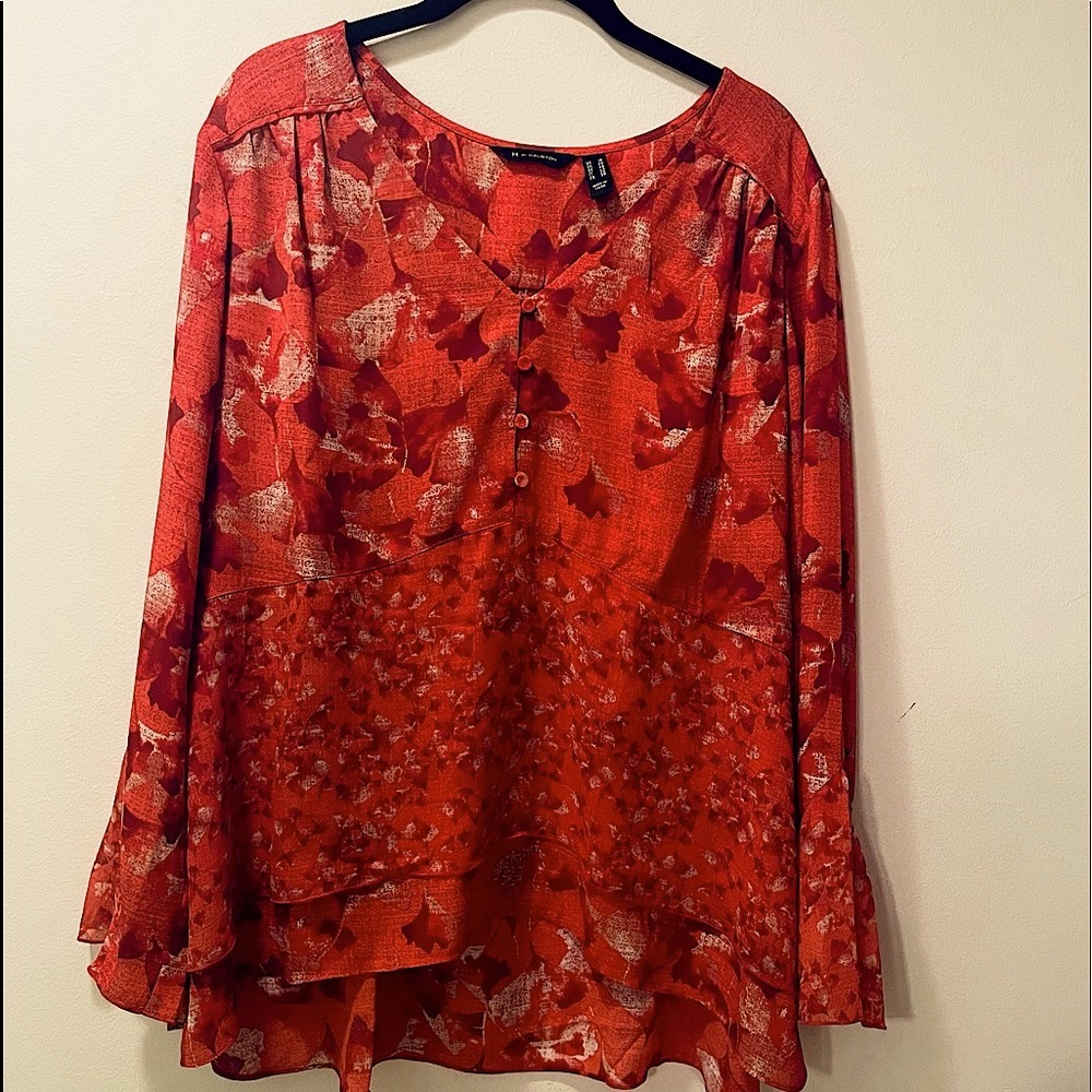 tunic top red/orange design patterns